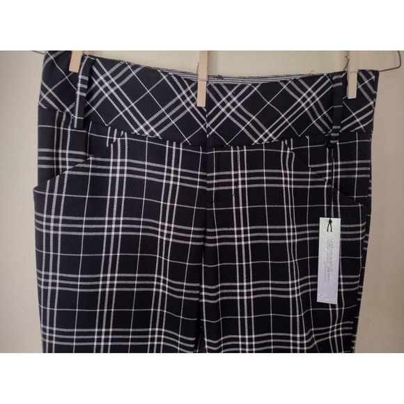 Guess Jeans Plaid Flare Pants Women Black White Stretch Size 27 - Picture 3 of 9
